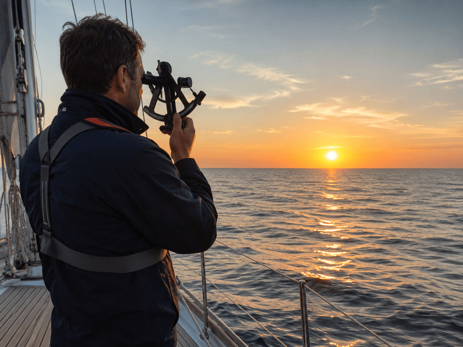 Bringing the sun to the horizon with a sextant