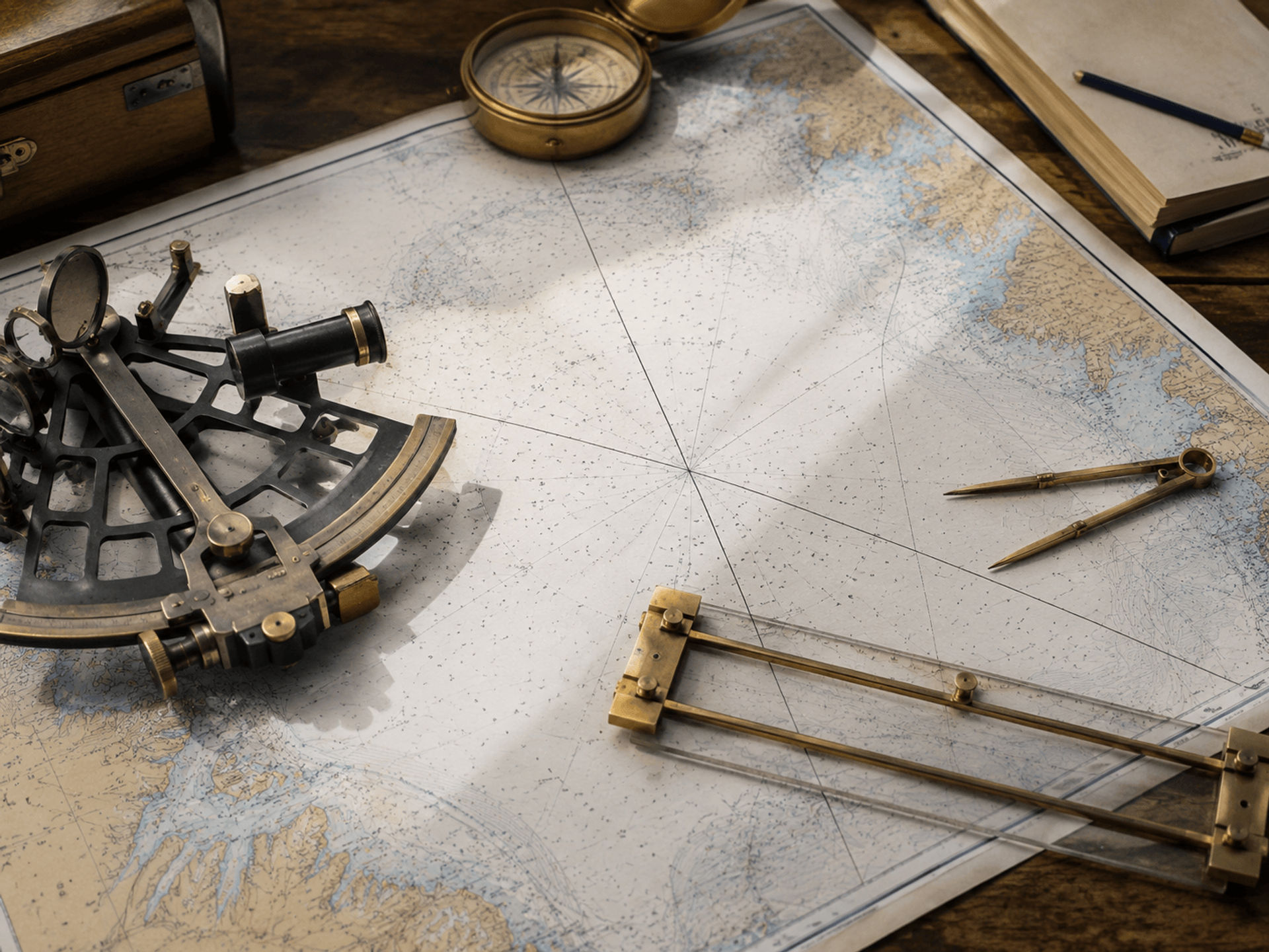 Celestial line of position chart for ocean navigation