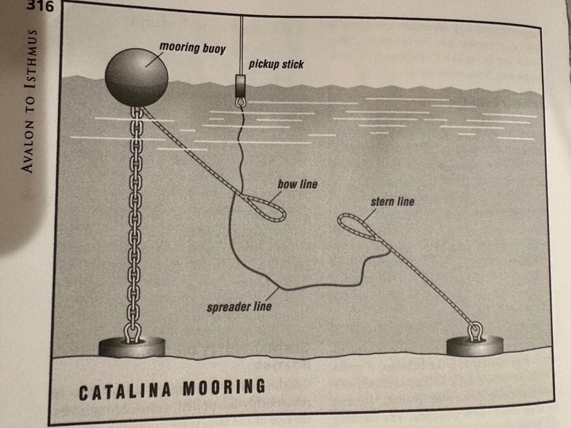 Catalina mooring technique diagram from the cruising guide
