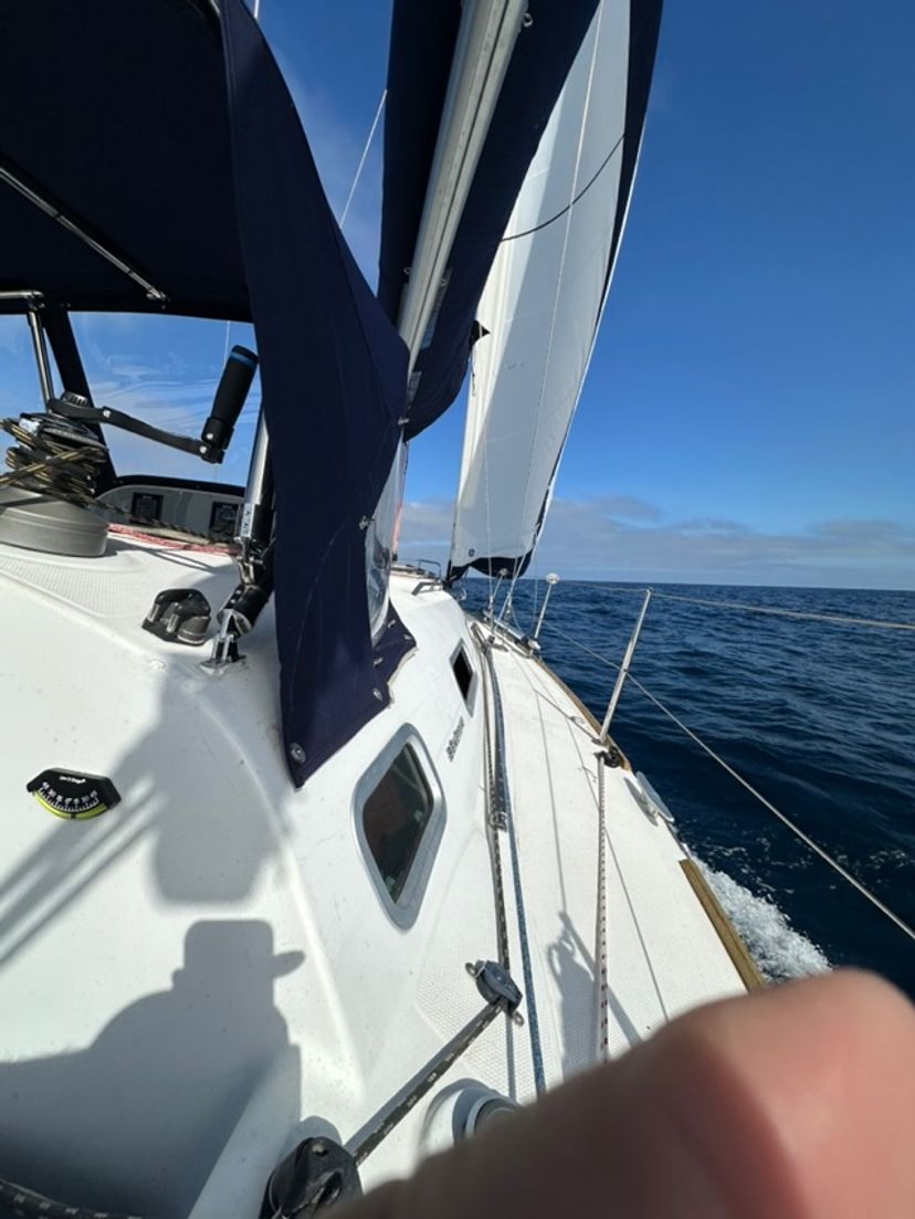 Mark at the helm underway