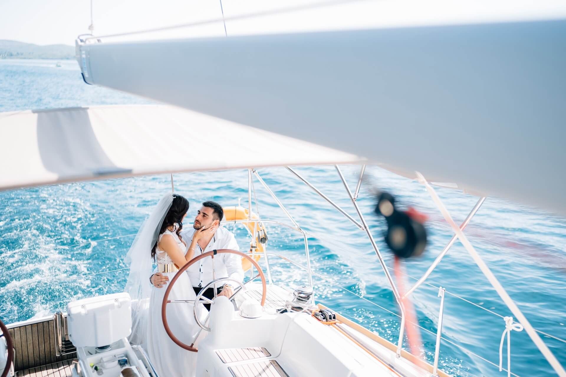 Wedding ceremony on a private yacht rental in Marina del Rey.