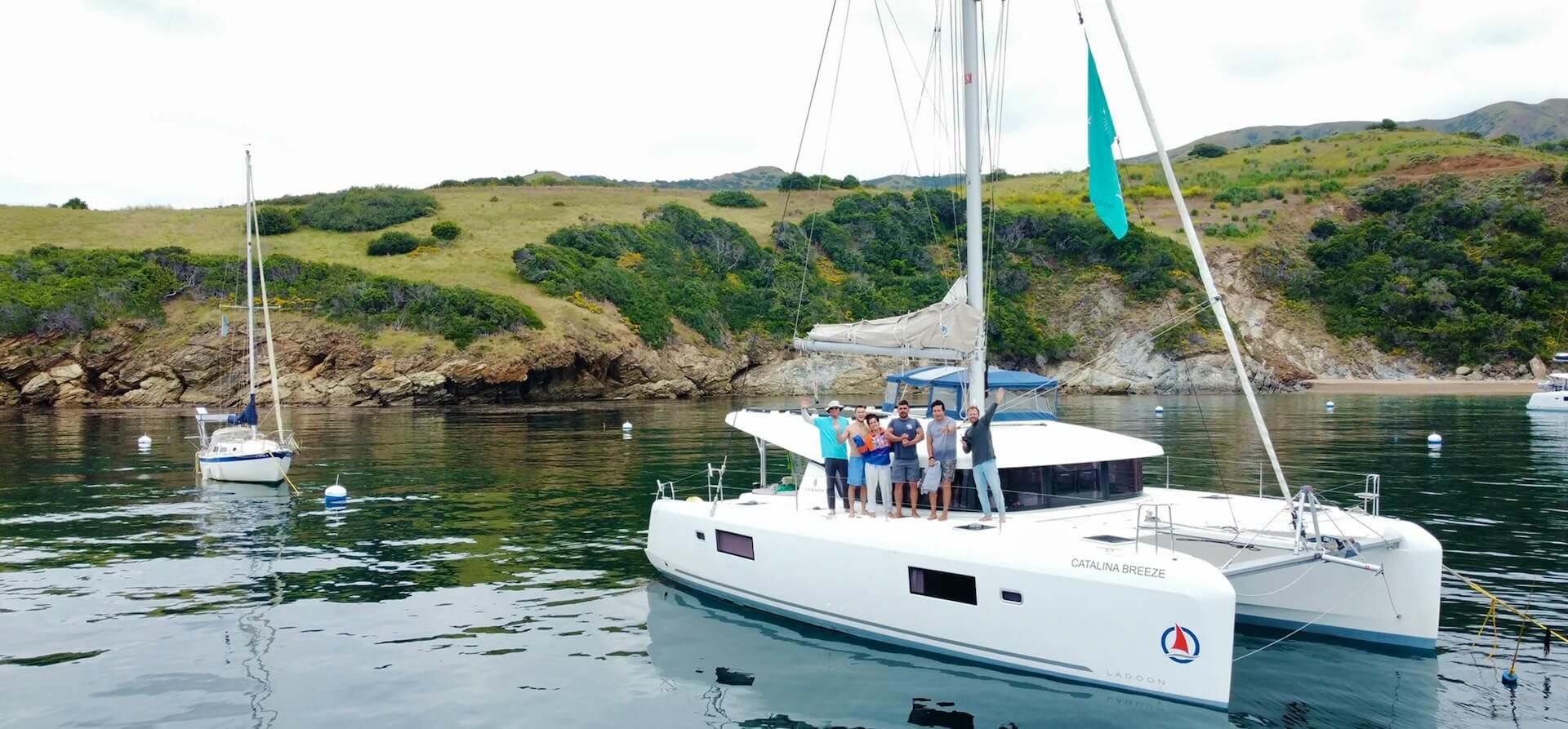 Lagoon Catamaran celebrating 40th anniversary at Catalina Island with Naos Yachts.