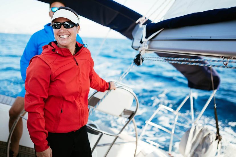 attractive strong woman sailing with her boat 1 attractive strong woman sailing with her boat 1