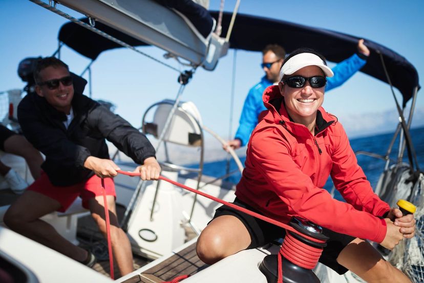 attractive strong woman sailing with her boat 2 attractive strong woman sailing with her boat 2