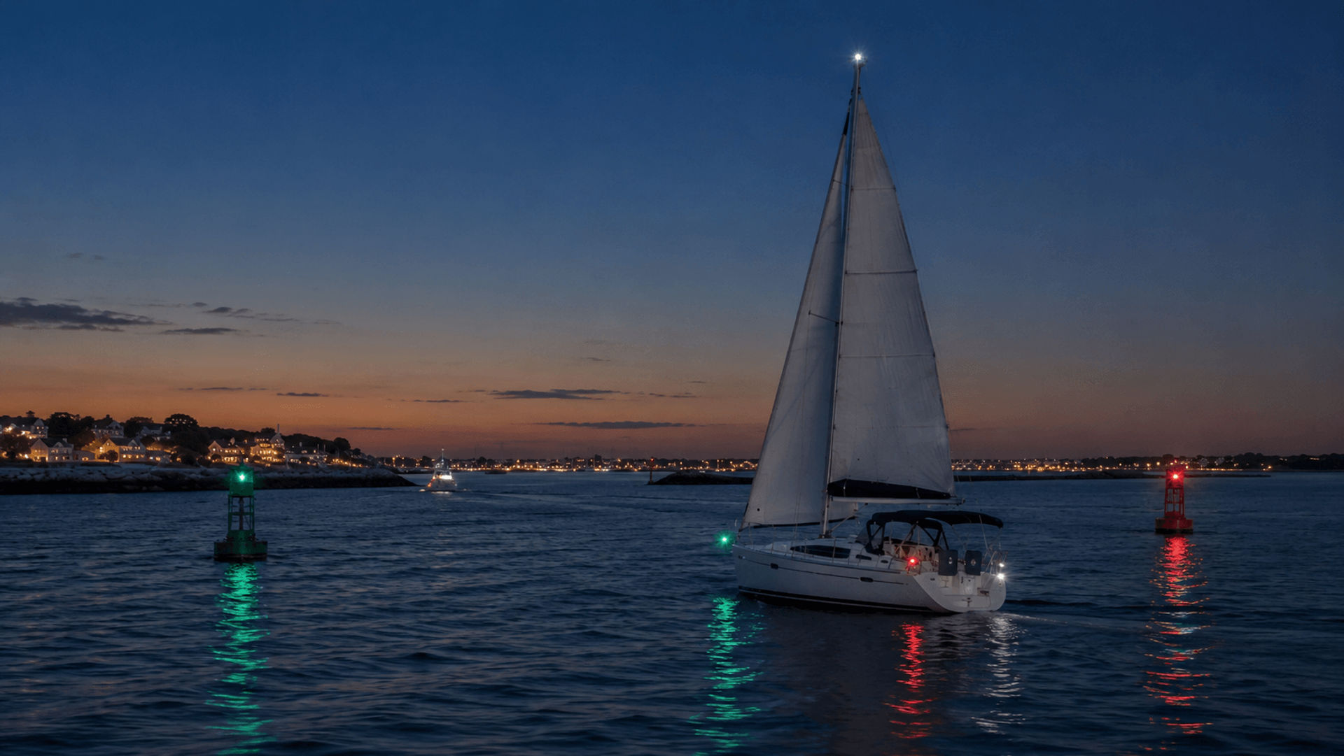 Navigation lights reference for sailboats and power-driven vessels.