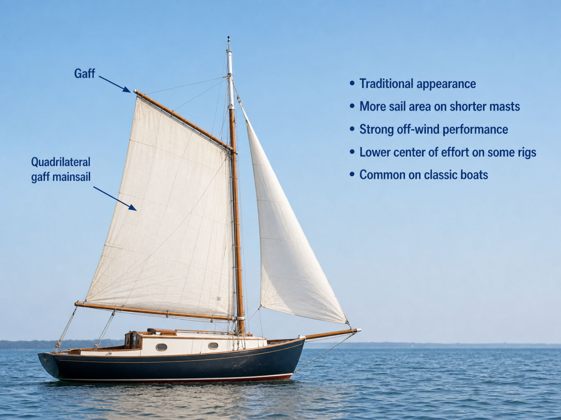 Quadrilateral gaff mainsail