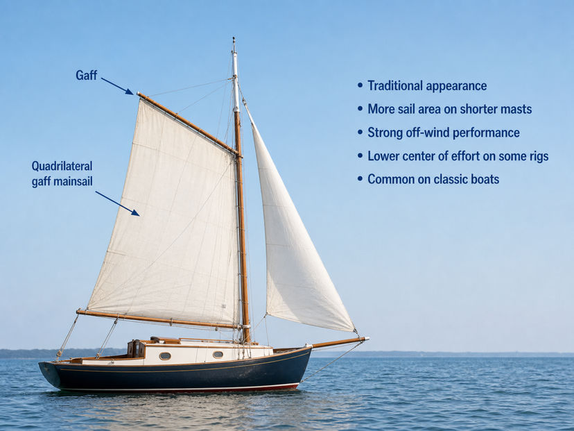 Quadrilateral gaff mainsail Quadrilateral gaff mainsail