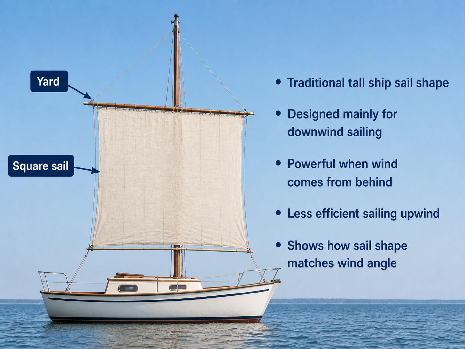 Traditional square sail shape