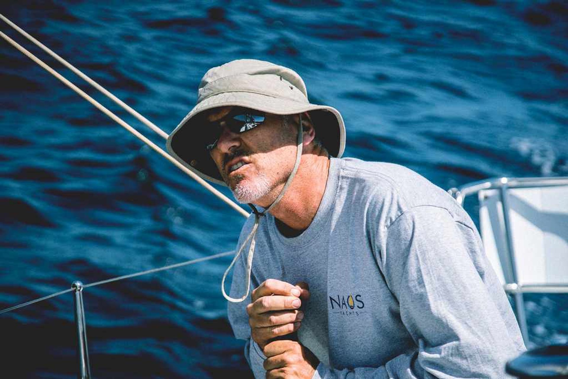 Sailing instructor from Naos Yachts teaching sailing courses in Marina del Rey Sailing instructor from Naos Yachts teaching sailing courses in Marina del Rey