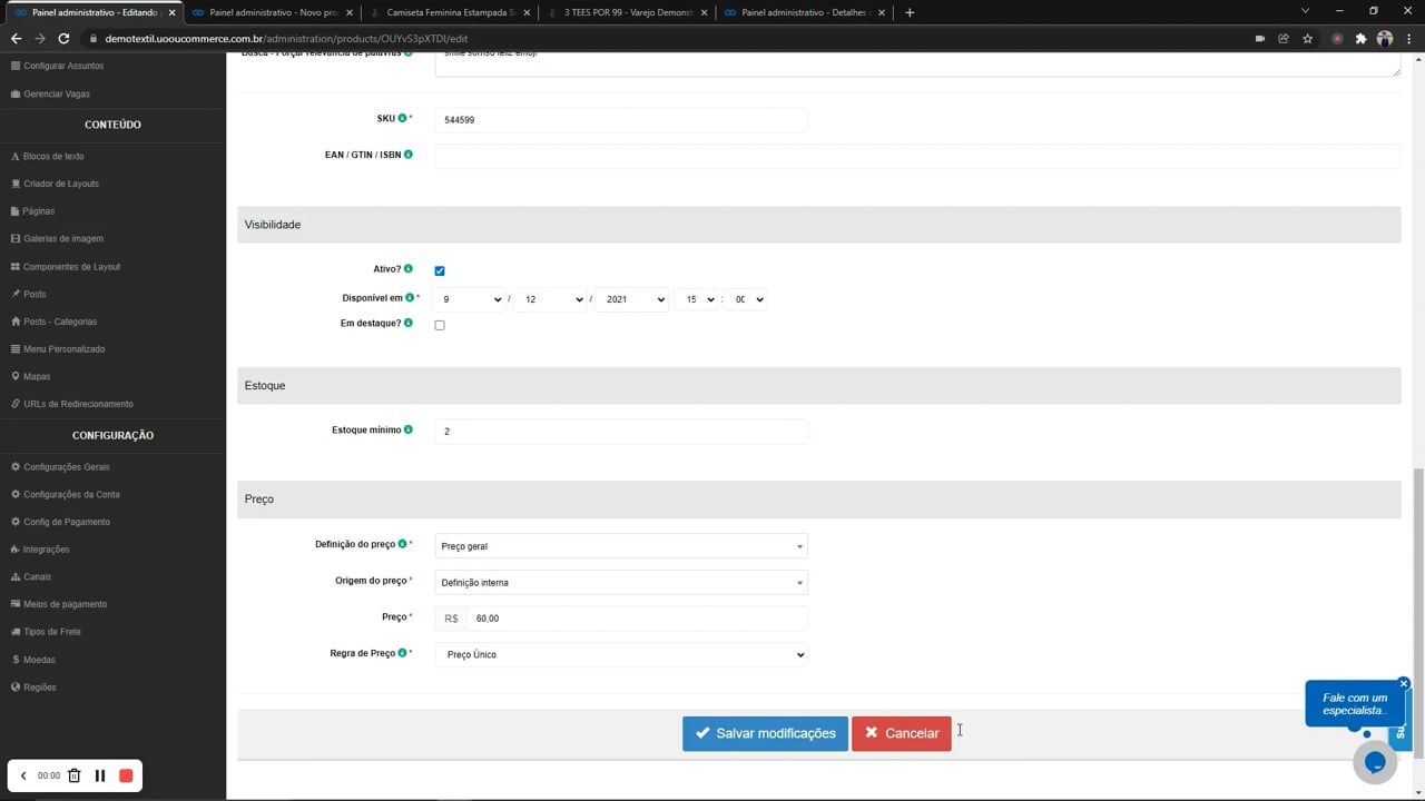 Imagem do vídeo 2- Parte Visibilidade, Estoque e Preço