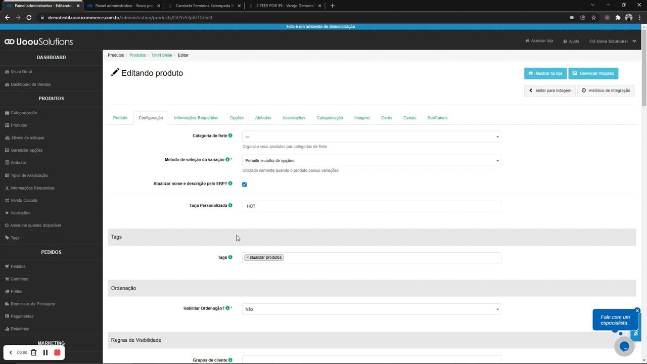 Imagem do vídeo Parte 3- Aba de Configuração do Produto