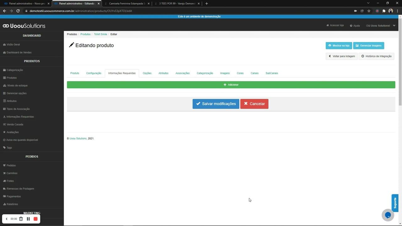 Imagem do vídeo 4  Parte - Demais abas na criação de um Produto