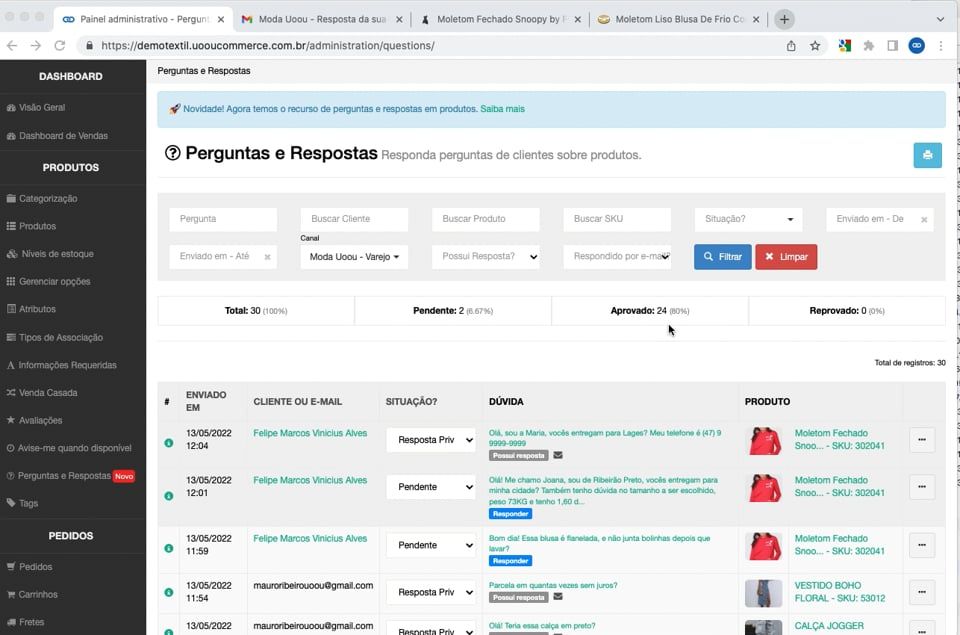 Imagem do v&iacute;deo Produtos - Perguntas e Respostas - Como é o e-mail enviado para o cliente