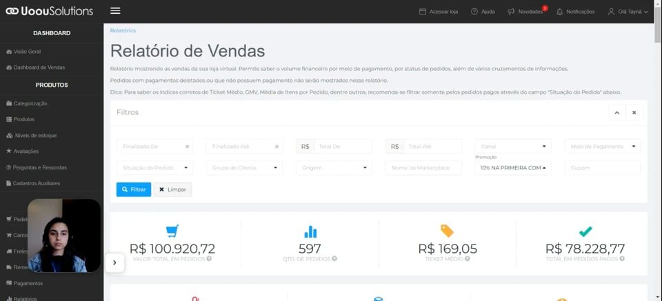 Imagem do vídeo Relatório - Dashboard de Vendas - Filtrando por Promoção