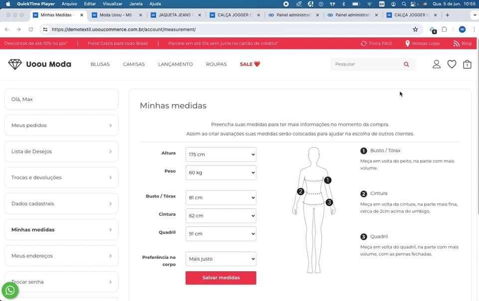 Imagem do v&iacute;deo Funcionalidade Minhas Medidas