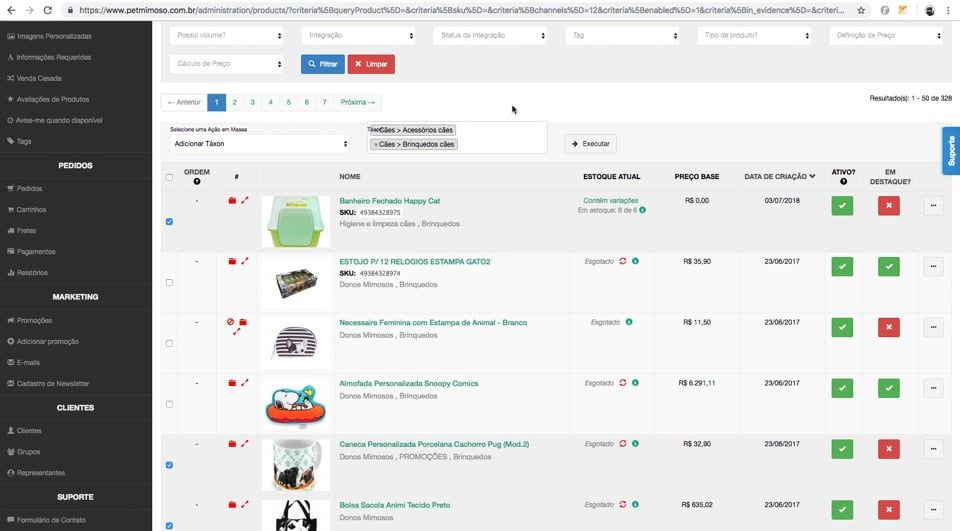 Imagem do vídeo Produtos - Catálogo de Produtos - Utilizando ações em massa em produtos