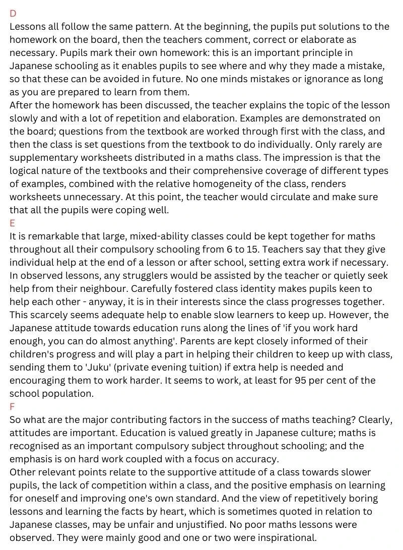 Land of the Rising Sun IELTS Reading Answers