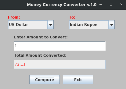 A diagram showing the dashboard of a Currency Converter app A diagram showing the dashboard of a Currency Converter app