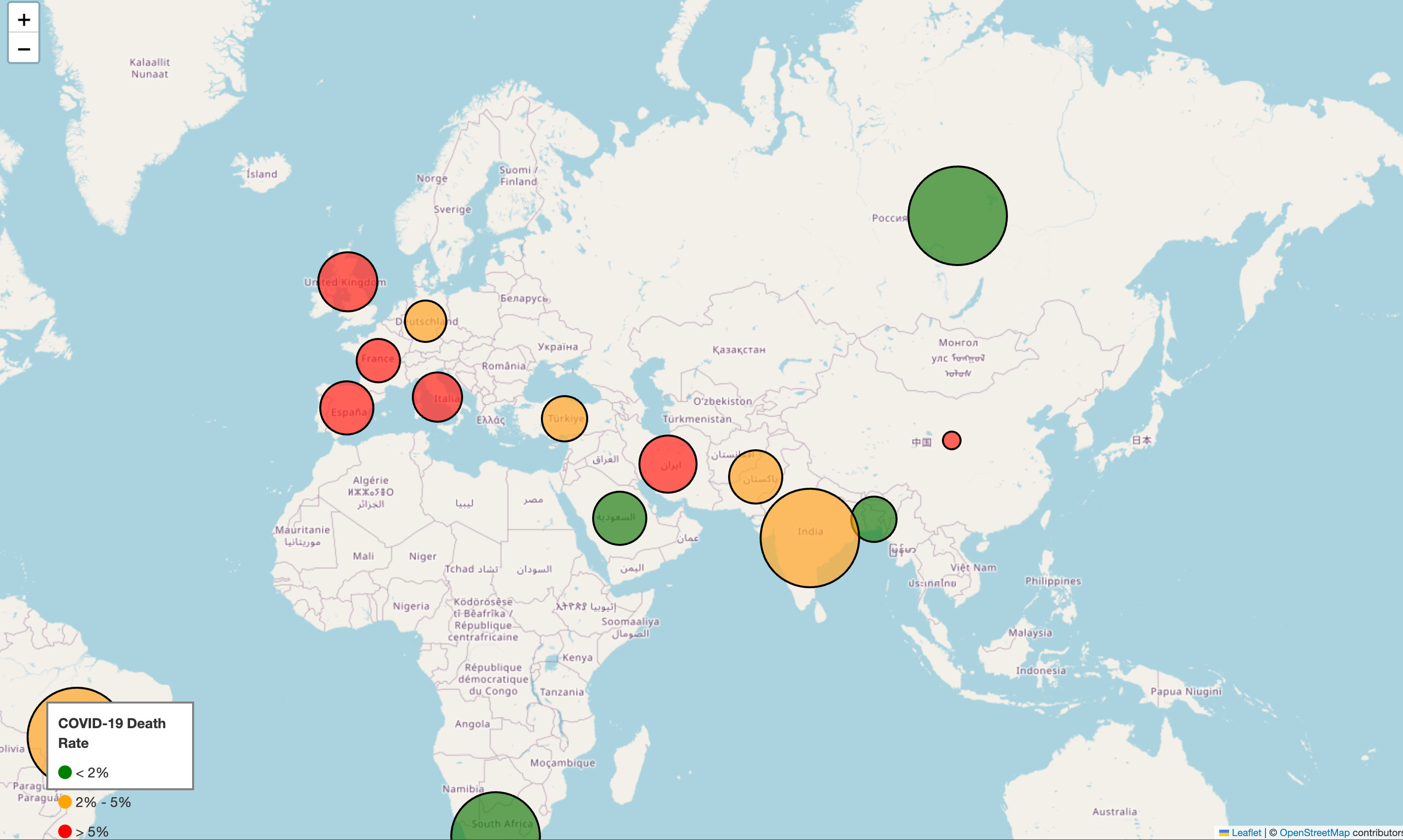 # Install folium if not already installed  # !pip install folium    import folium  from folium import plugins    # Create a base world map centered at lat=20, lon=0  world_map = folium.Map(location=[20, 0], zoom_start=2, tiles='OpenStreetMap')    # Coordi