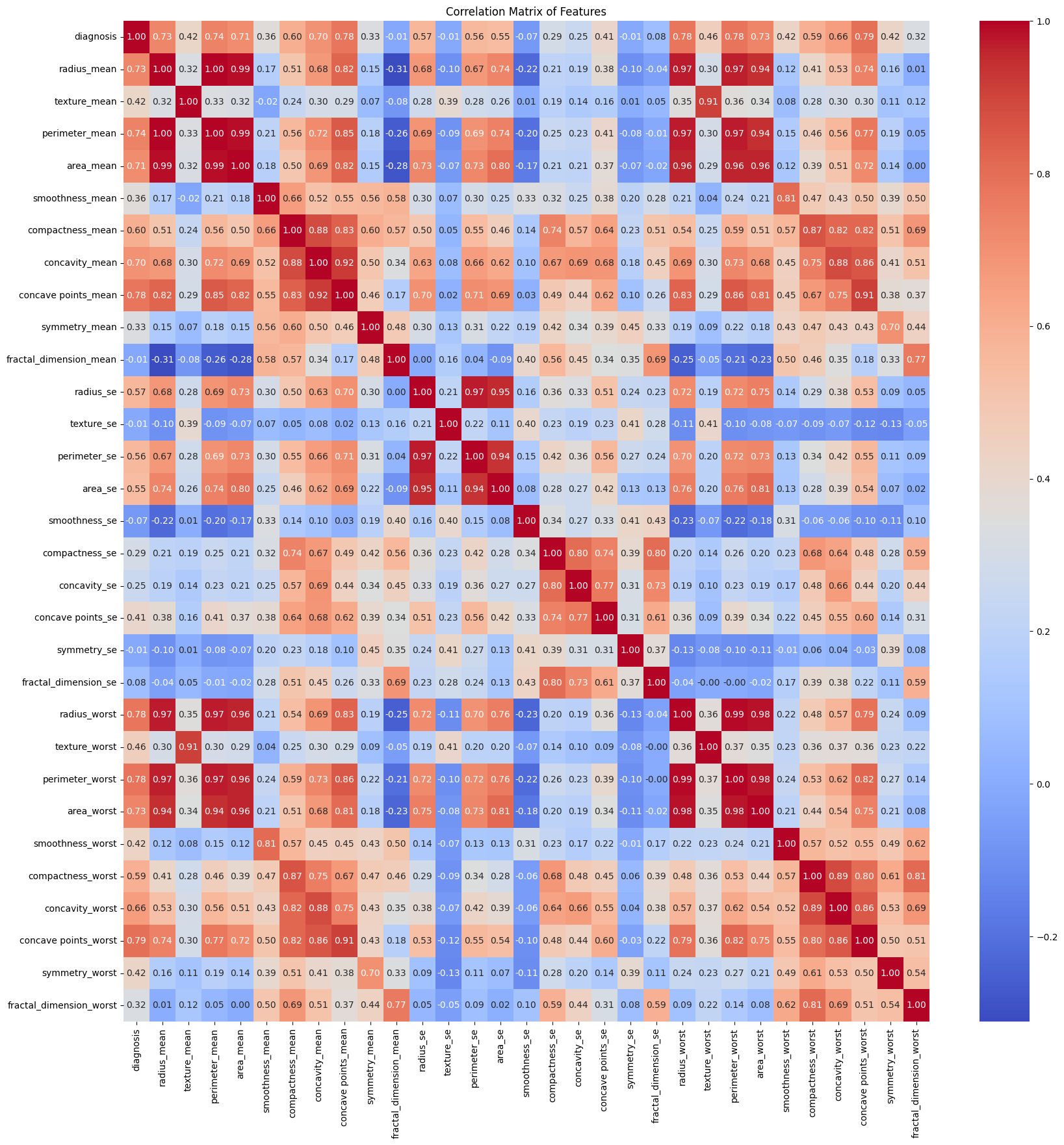 Correlation Matrix of Features Correlation Matrix of Features