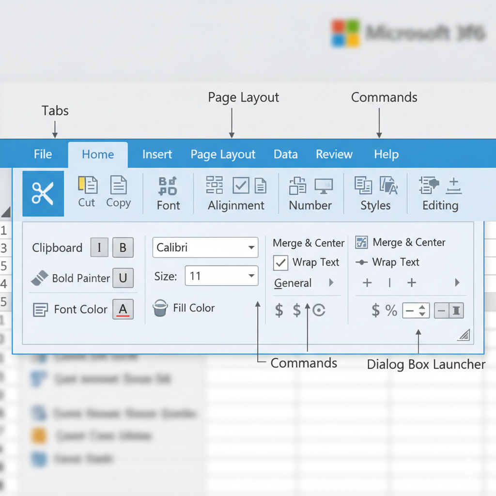Structure of the Ribbon in MS Excel Structure of the Ribbon in MS Excel