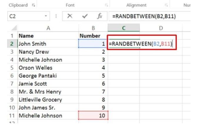 RANDBETWEEN RANDBETWEEN