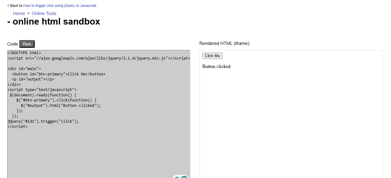 Clicking the button will show the text button clicked. Clicking the button will show the text button clicked.