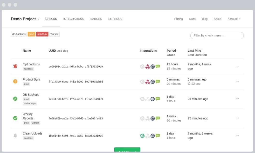 HealthChecks Cron Job Monitoring App HealthChecks Cron Job Monitoring App