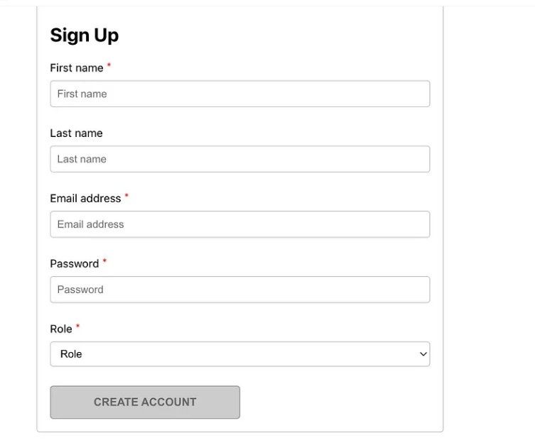 Styling the Sign Up Form in React with CSS output