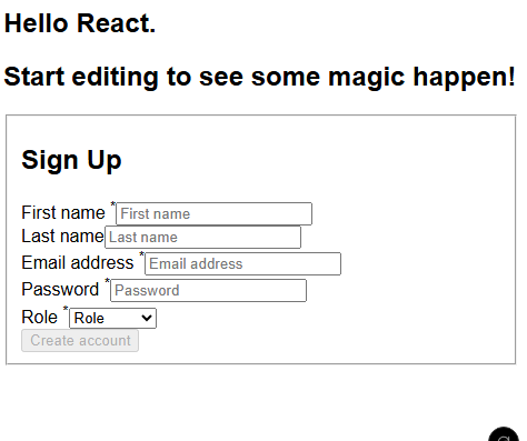 Creating the Sign Up Form in React’s Structure output