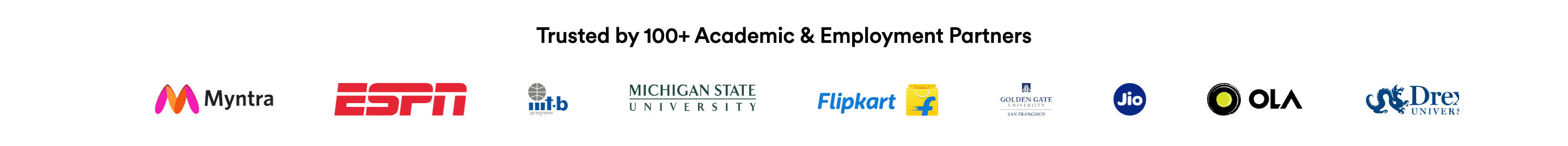 Trusted by 100+ Acodemic & Employment Partners Trusted by 100+ Acodemic & Employment Partners
