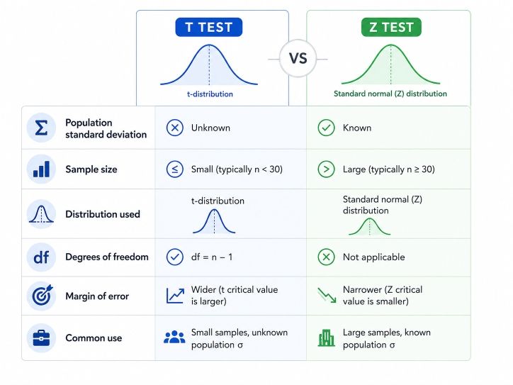 What Is the Difference between T Test vs Z Test What Is the Difference between T Test vs Z Test