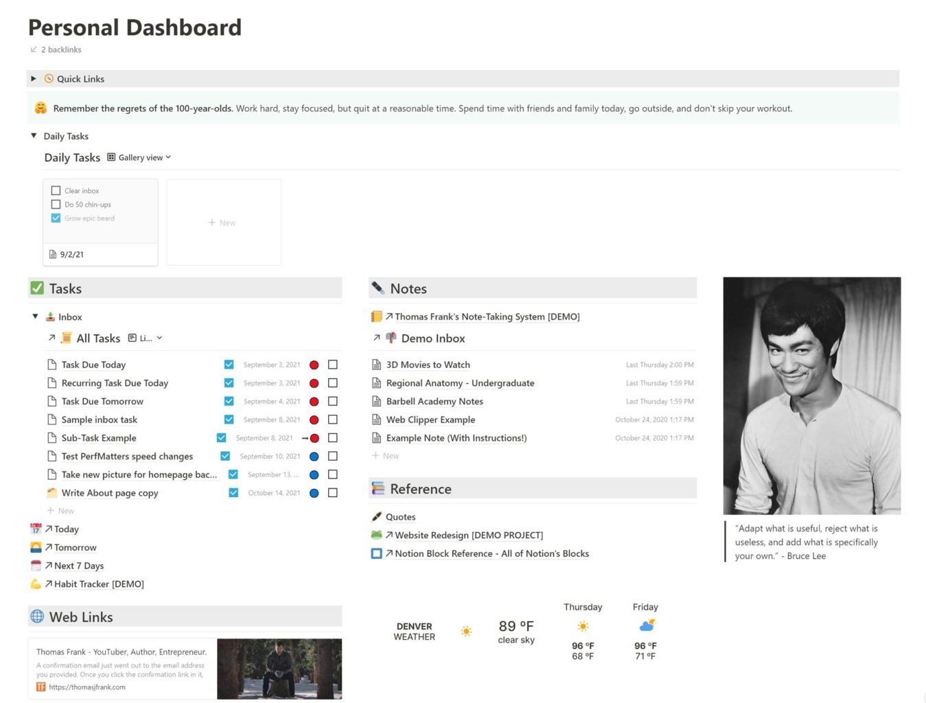 Personal Dashboard Personal Dashboard