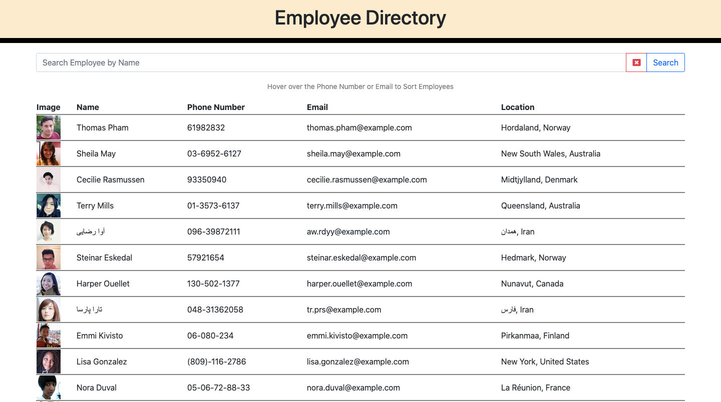 Employee Directory System Employee Directory System