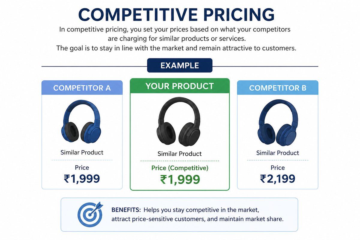 Competitive pricing example comparing a product’s price with two competitors. Competitive pricing example comparing a product’s price with two competitors.