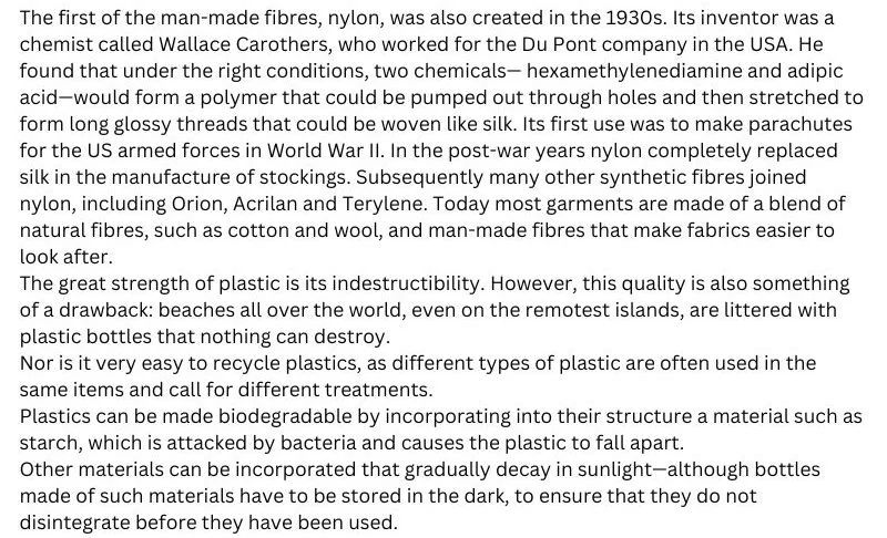 The Development of Plastics
