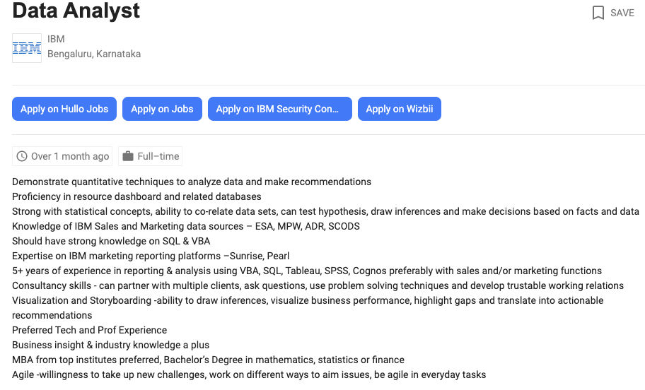 data analyst resume