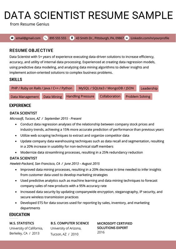 Data Science Resume Data Science Resume