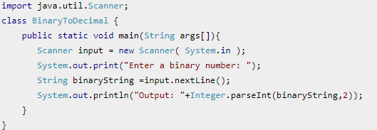 prompting the user to enter the binary number