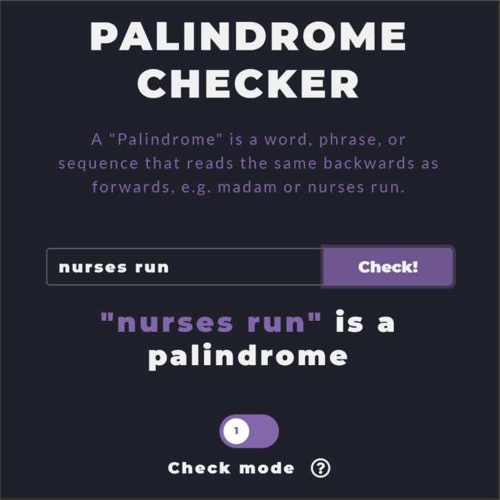 Palindrome Checker API Palindrome Checker API