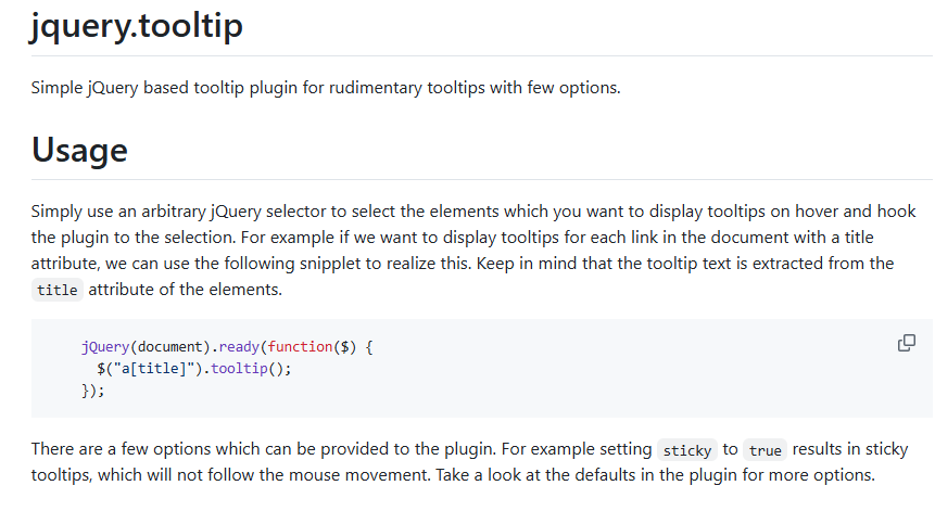 jQuery Tooltip jQuery Tooltip
