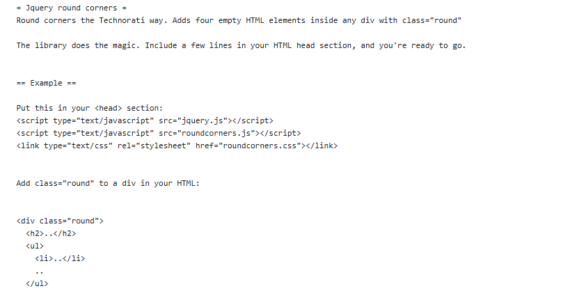 jQuery Round the Corners jQuery Round the Corners
