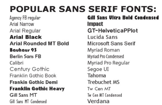 Simple sans serif fonts are usually preferred Simple sans serif fonts are usually preferred