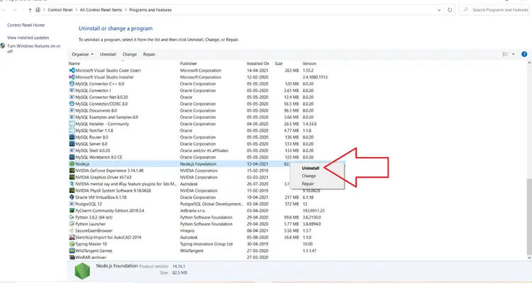 uninstalling node.js uninstalling node.js