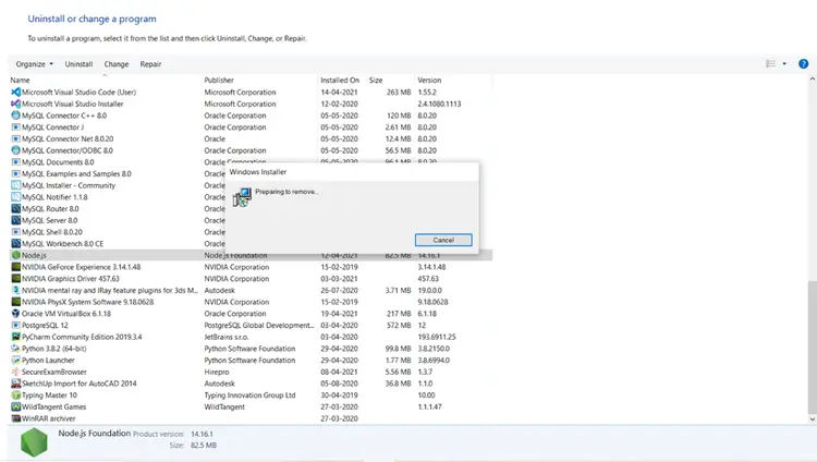 uninstalling node.js uninstalling node.js