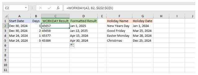 WORKDAY() WORKDAY()