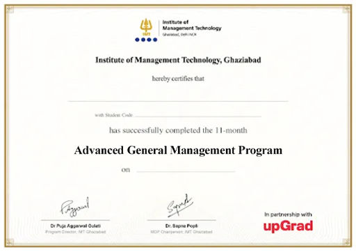 Advanced General Management Program from IMT Ghaziabad