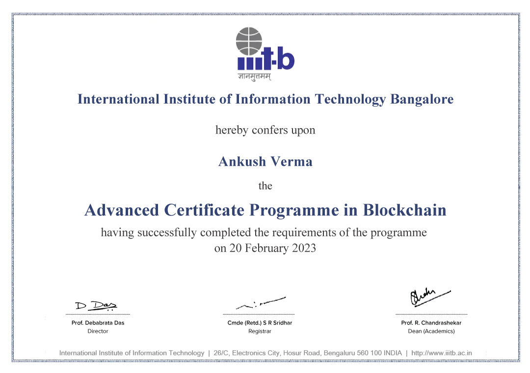 Advanced Certificate Programme from IIIT Bangalore