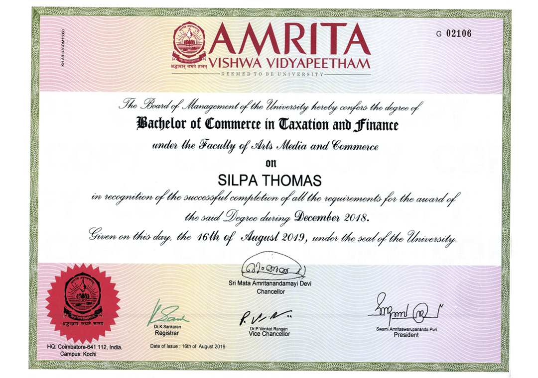 Bachelor of Commerce from Amrita Vishwa Vidyapeetham - Ahead Online