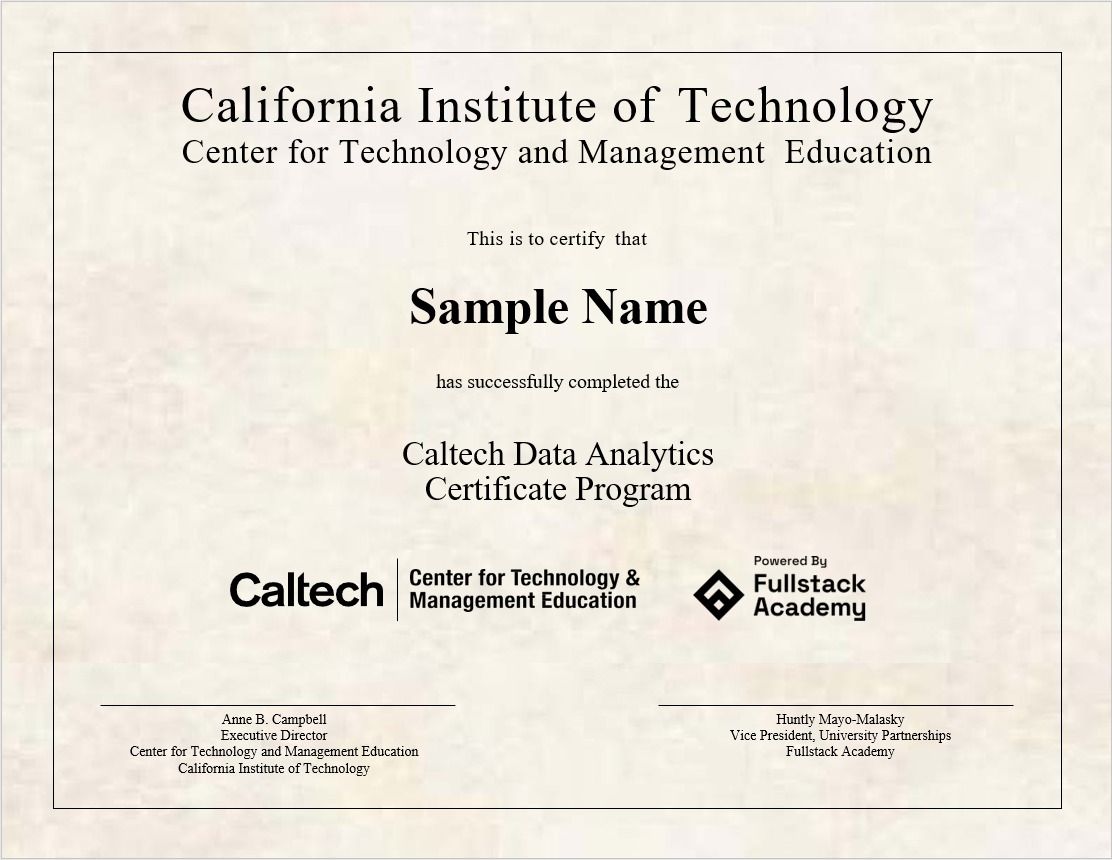 Caltech Data Analytics Certificate Program